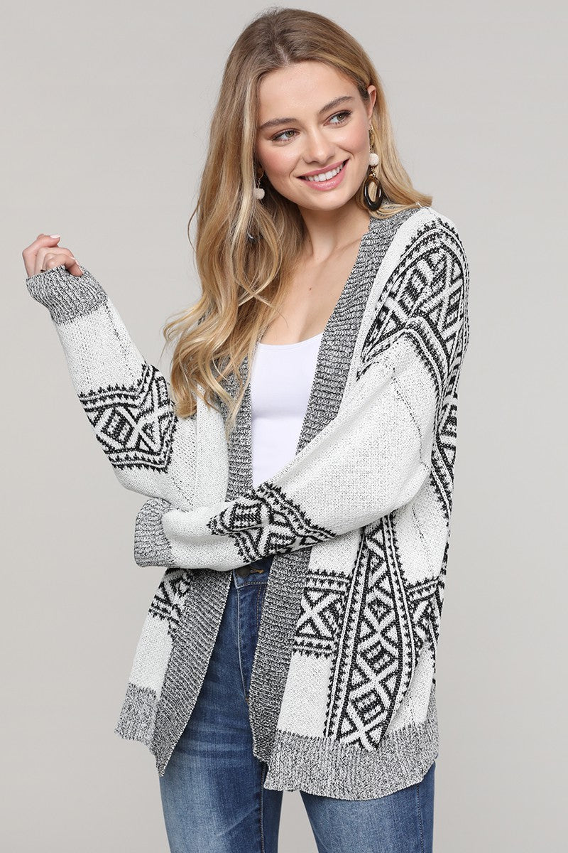 Aztec White and Black Cardigan