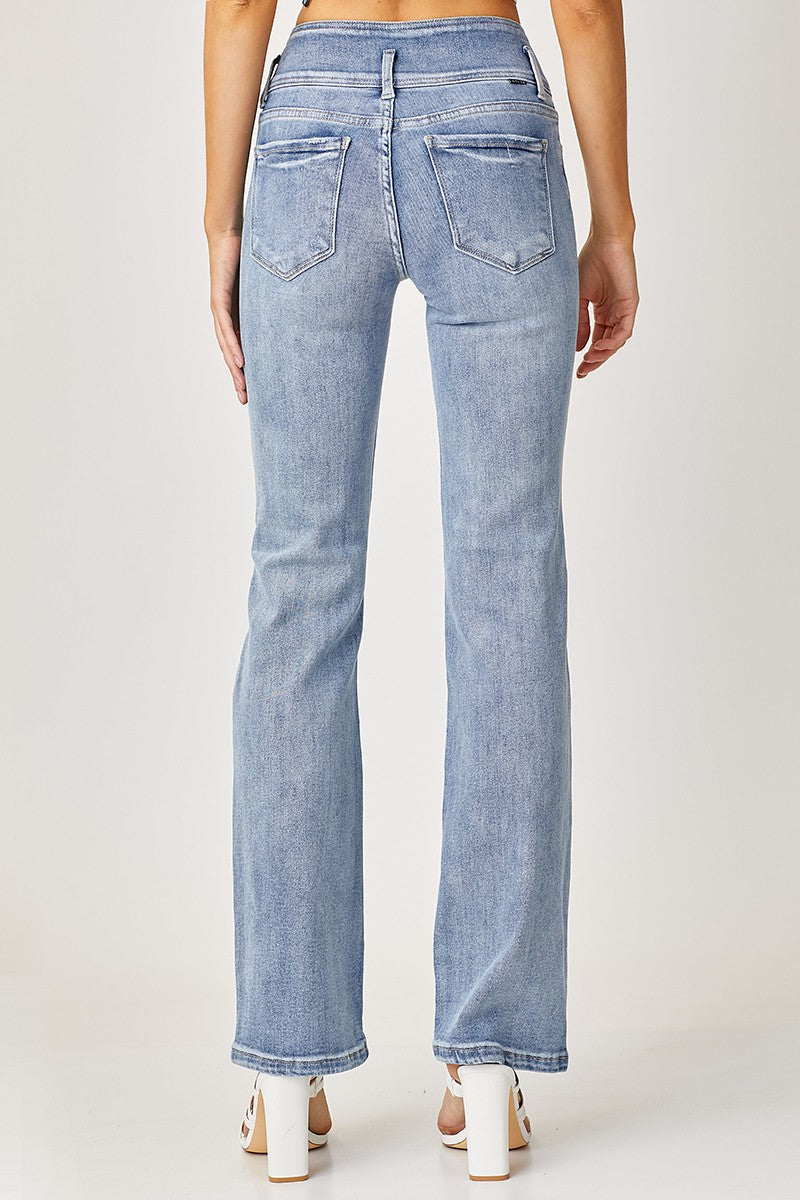 High Rise Triple Button Jeans