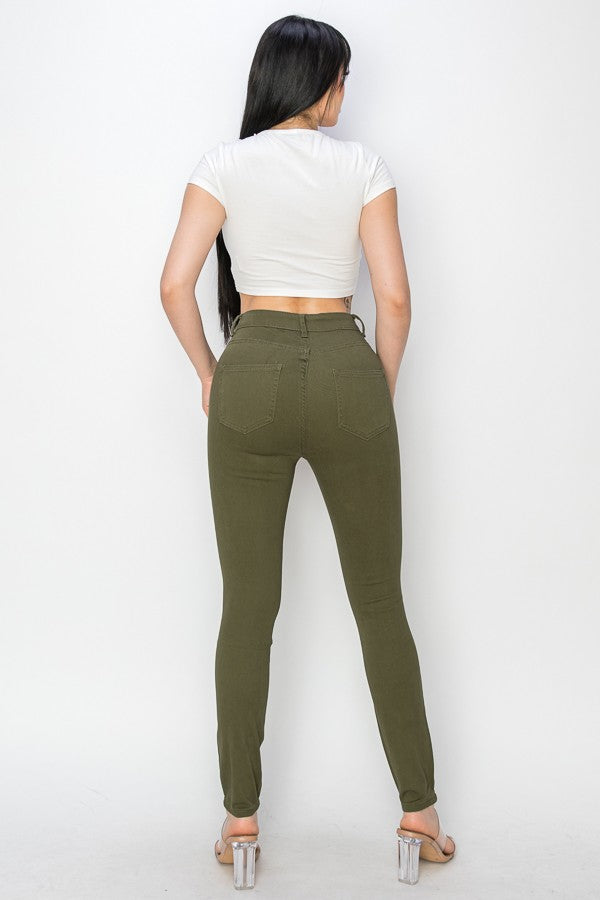 Olive Ripped & Stretchy Jeans