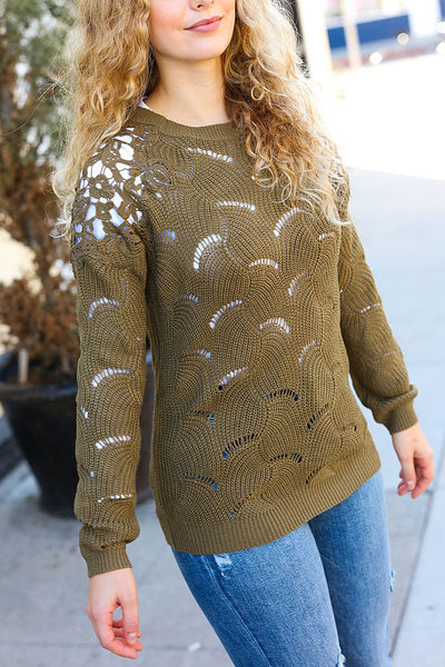 Lace Shoulder Sweater